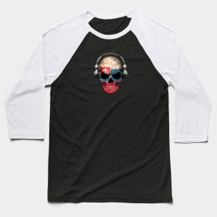 Dark Skull Deejay with Slovakian Flag Baseball T-Shirt